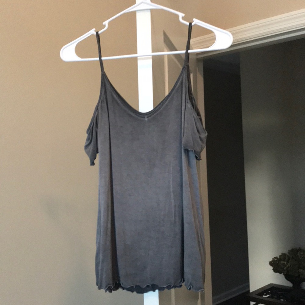 Grey Soft and Sexy cold shoulder tank top